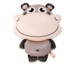 MPS My Party Suppliers foil balloon animals for kids, animal balloon decoration, safari animal foil balloon, jungle theme,farm animal foil balloons (grey hippo balloon)