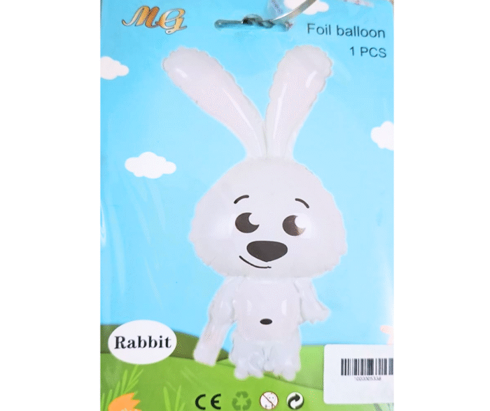 MPS My Party Suppliers foil balloon animals for kids, animal balloon decoration, safari animal foil balloon, jungle theme,farm animal foil balloons (white rabbit/bunny) - Image 3