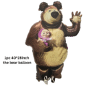 MPS My Party Suppliers Set of 5 Teddy Bear foil balloon, Masha and the Bear Theme Party Supplies, Jungle animal theme, cartoon cute teddy bear, teddy bear balloon, teddy bear theme, heart balloon - Image 2