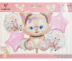 MPS My Party Suppliers Set of 5 cute kitten foil balloon, pink cat birthday Balloons, cute animal foil balloons decor, jungle theme, pink star balloon, cat balloons, cat theme balloon, balloon kitten - Image 4