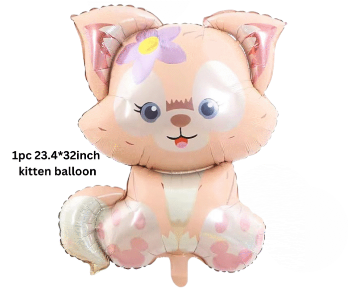 MPS My Party Suppliers Set of 5 cute kitten foil balloon, pink cat birthday Balloons, cute animal foil balloons decor, jungle theme, pink star balloon, cat balloons, cat theme balloon, balloon kitten - Image 6