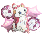 MPS My Party Suppliers Set of 5 cat marie foil balloon, white cat Balloons, cute animal foil balloons, jungle theme, pink star balloon, cat balloons, cat theme balloon, balloon kitten, round balloon