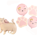 MPS My Party Suppliers Set of 5 Cat foil balloon, cat Balloons, cute animal paw balloons, jungle theme, pink foil balloons, round balloons, animal theme