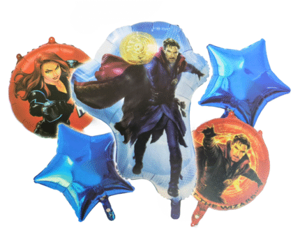 MPS My Party Suppliers Set of 5 superhero Foil Balloon, doctor strange foil balloon, action hero Theme birthday decor, Balloons for kids Party, Cartoon Balloon, blue star balloon, round balloon