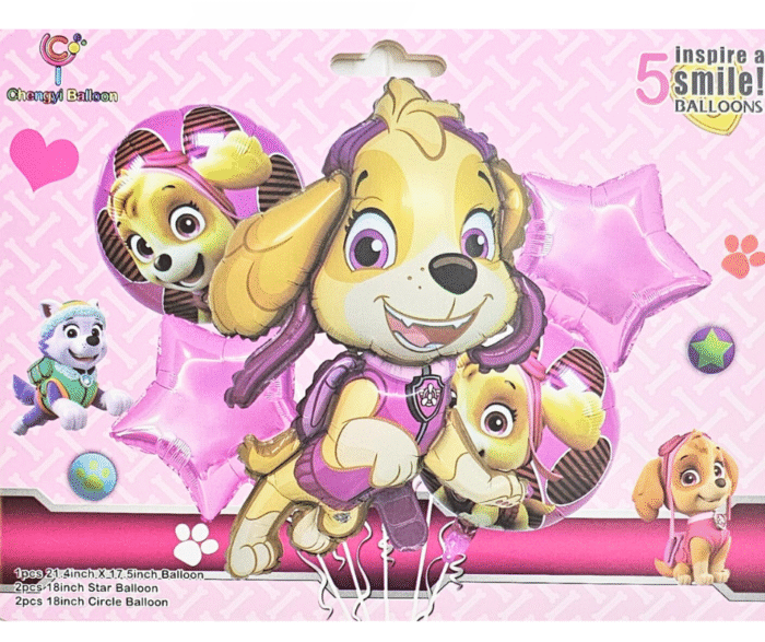 MPS MY PARTY SUPPLIERS® Set of 5 Cartoon dog foil balloon, cute animal dog balloons, jungle theme birthday decoration, animal theme - Image 2