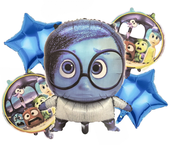 MPS My Party Suppliers Set of 5 blue animation sad girl Foil Balloon, animation Theme Party, Balloons kids Party Decoration, Cartoon Foil Balloon, blue star balloons, animation foil balloon decoration - Image 1