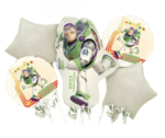 MPS My Party Suppliers Set of 5 Buzz Lightyear Foil Balloon, superhero Balloon, space action figure foil balloon, action hero Theme birthday decor, Balloons for kids, Cartoon Balloon, star balloon