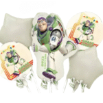 MPS My Party Suppliers Set of 5 Buzz Lightyear Foil Balloon, superhero Balloon, space action figure foil balloon, action hero Theme birthday decor, Balloons for kids, Cartoon Balloon, star balloon