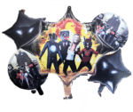 MPS My Party Suppliers Set of 5 Skibidi theme Foil Balloon, Superhero Theme Party, Balloons for kids Party Decoration, Cartoon Foil Balloon, black star balloons, superhero round balloons