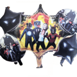 MPS My Party Suppliers Set of 5 Skibidi theme Foil Balloon, Superhero Theme Party, Balloons for kids Party Decoration, Cartoon Foil Balloon, black star balloons, superhero round balloons