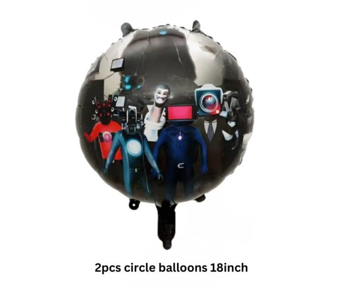 MPS My Party Suppliers Set of 5 Skibidi theme Foil Balloon, Superhero Theme Party, Balloons for kids Party Decoration, Cartoon Foil Balloon, black star balloons, superhero round balloons - Image 2