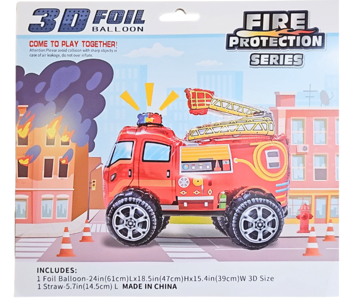 MPS My Party Suppliers 1pc 24 * 18.5 * 15.4inch Self standing Fire truck Engine foil balloon, truck theme, construction vehicle theme. fire truck balloon, red foil balloon, construction balloon ideas - Image 5