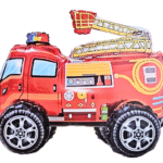 MPS My Party Suppliers 1pc 24 * 18.5 * 15.4inch Self standing Fire truck Engine foil balloon, truck theme, construction vehicle theme. fire truck balloon, red foil balloon, construction balloon ideas