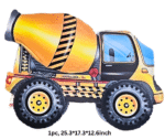 MPS My Party Suppliers 1pc 25.3*17.3*12.6inch Self standing Cement mixer foil balloon, truck theme, construction vehicle theme. Concrete Mixer Truck balloon, yellow foil balloon, foil balloon ideas - Image 6