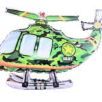 MPS My Party Suppliers 1pc 32.3 * 20 * 11.8inch Self standing Army Helicopter foil balloon, army chopper balloon, Army fighter jet plane Foil Balloon, army Military theme birthday decoration balloons