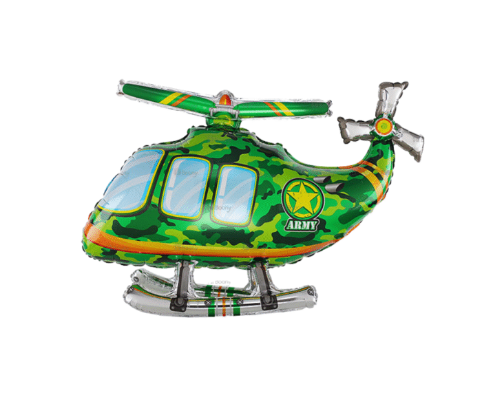 MPS My Party Suppliers 1pc 32.3 * 20 * 11.8inch Self standing Army Helicopter foil balloon, army chopper balloon, Army fighter jet plane Foil Balloon, army Military theme birthday decoration balloons - Image 2