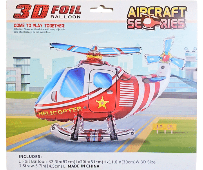 MPS My Party Suppliers 1pc 32.3*20*11.8inch Self standing Red Helicopter foil balloon, flying balloon, helicopter balloon foil balloon aeroplane, helicopter balloon decoration ideas, aviation theme - Image 5