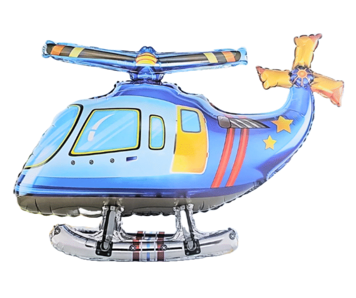 MPS My Party Suppliers 1pc 32.3*20*11.8inch Self standing blue Helicopter foil balloon, flying balloon, helicopter balloon foil balloon aeroplane, helicopter balloon decoration ideas, aviation theme - Image 1
