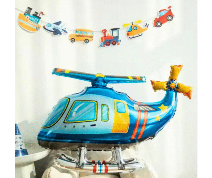 MPS My Party Suppliers 1pc 32.3*20*11.8inch Self standing blue Helicopter foil balloon, flying balloon, helicopter balloon foil balloon aeroplane, helicopter balloon decoration ideas, aviation theme - Image 8