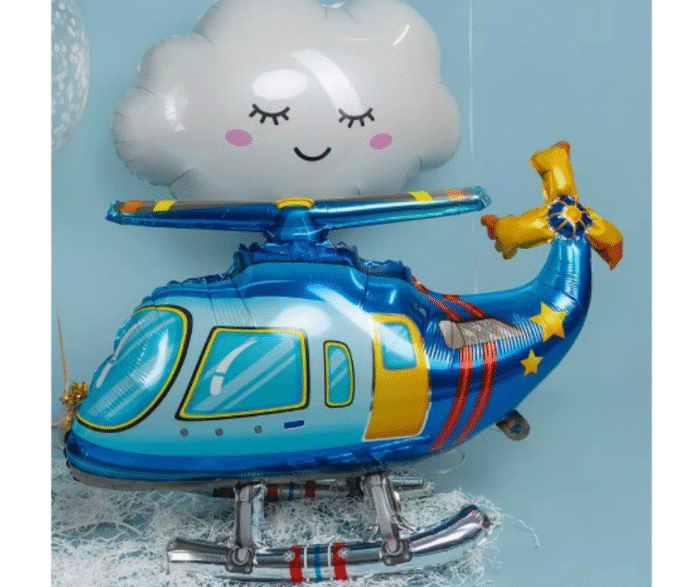 MPS My Party Suppliers 1pc 32.3*20*11.8inch Self standing blue Helicopter foil balloon, flying balloon, helicopter balloon foil balloon aeroplane, helicopter balloon decoration ideas, aviation theme - Image 9