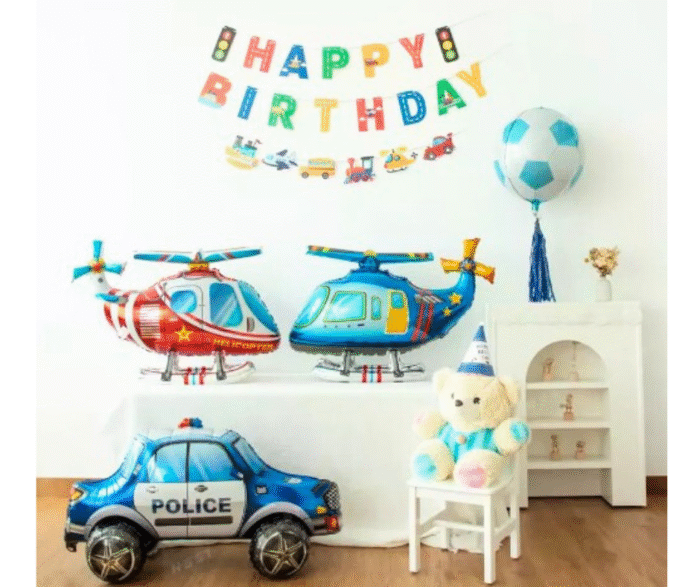MPS My Party Suppliers 1pc 32.3*20*11.8inch Self standing blue Helicopter foil balloon, flying balloon, helicopter balloon foil balloon aeroplane, helicopter balloon decoration ideas, aviation theme - Image 2