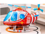 MPS My Party Suppliers 1pc 32.3*20*11.8inch Self standing Red Helicopter foil balloon, flying balloon, helicopter balloon foil balloon aeroplane, helicopter balloon decoration ideas, aviation theme - Image 2