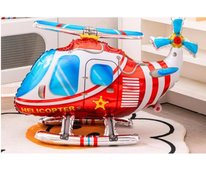 MPS My Party Suppliers 1pc 32.3*20*11.8inch Self standing Red Helicopter foil balloon, flying balloon, helicopter balloon foil balloon aeroplane, helicopter balloon decoration ideas, aviation theme - Image 2