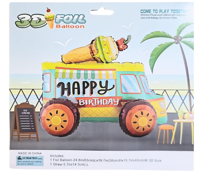 MPS My Party Suppliers 1pc 24.8 * 19.7 * 15.7inch Self standing Ice cream truck foil balloon Icecream balloon Truck Vehicle theme Transport theme foil balloons - Image 3
