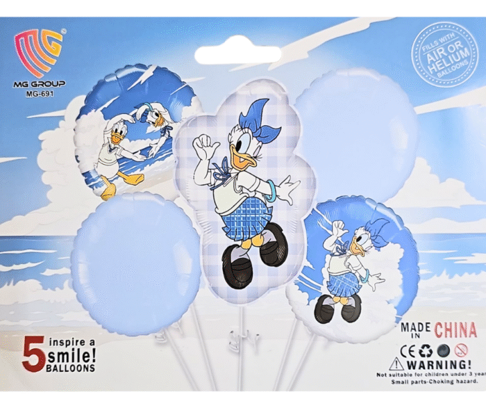 MPS My Party Suppliers Beautiful Combo Set of 5 Daisy Duck Foil Balloons for birthday decoration, Baby Shower, blue round balloons, Donald duck balloon - Image 3