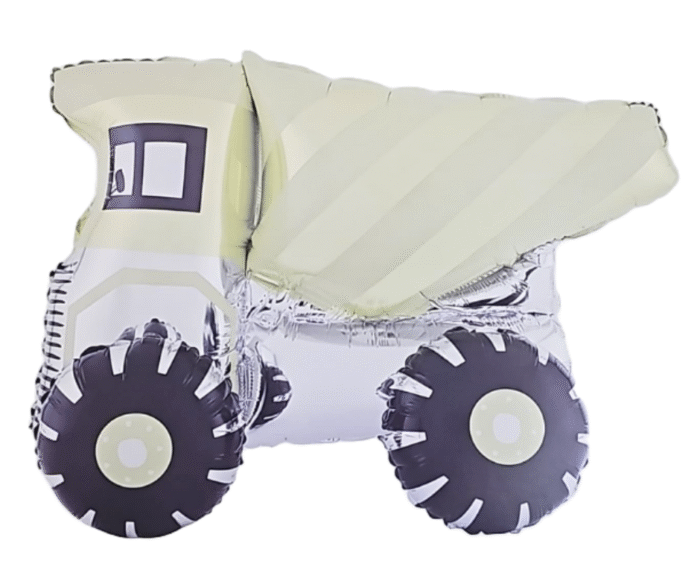 MPS My Party Suppliers 1pc 28.4 * 17.3 * 13.8inch Self standing Dumper truck foil balloon, truck theme, construction vehicle theme. dump truck balloon, green-yellow foil balloon, construction balloon - Image 1