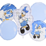 MPS My Party Suppliers Beautiful Combo Set of 5 Daisy Duck Foil Balloons for birthday decoration, Baby Shower, blue round balloons, Donald duck balloon