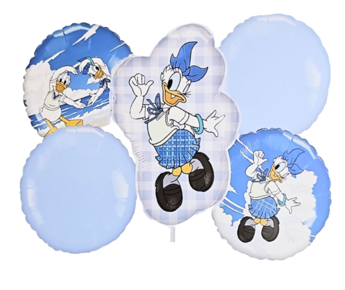 MPS My Party Suppliers Beautiful Combo Set of 5 Daisy Duck Foil Balloons for birthday decoration, Baby Shower, blue round balloons, Donald duck balloon - Image 1