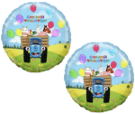 MPS MY PARTY SUPPLIERS® Set of 5 Tractor foil balloon, truck theme, construction vehicle theme, blue car balloon, round balloons, foil balloon ideas - Image 5