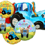 MPS MY PARTY SUPPLIERS® Set of 5 Tractor foil balloon, truck theme, construction vehicle theme, blue car balloon, round balloons, foil balloon ideas