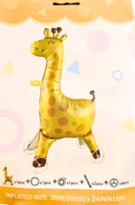 MPS MY PARTY SUPPLIERS® 1Pc Self-Standing Walking Animal Foil Balloon, Animal Balloon, Animals with Roller wheels balloons For Kids Birthday, animal jungle theme decor (yellow giraffe 35 * 24inch) - Image 2