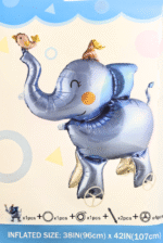 MPS MY PARTY SUPPLIERS® 1Pc Self-Standing Walking Animal Foil Balloon, Animal Balloon, Animals with Roller wheels balloons For Kids Birthday, animal jungle theme decor (blue elephant 38 * 42inch) - Image 3