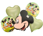 MPS MY PARTY SUPPLIERS® Set of 5 Mickey Mouse Foil Balloons for birthday decoration, Baby Shower, Events Decoration. Mickey Mouse foil balloon, green heart balloon, round balloon