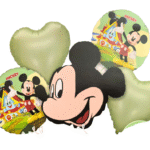 MPS MY PARTY SUPPLIERS® Set of 5 Mickey Mouse Foil Balloons for birthday decoration, Baby Shower, Events Decoration. Mickey Mouse foil balloon, green heart balloon, round balloon