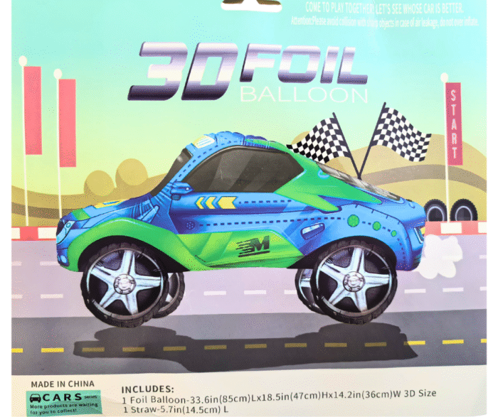 MPS MY PARTY SUPPLIERS® 1pc 33.6 * 18.5 * 14.2inch Self standing 3D Car foil balloon, truck theme, transport vehicle theme. blue car balloon, blue balloon, foil balloons decoration, car foil balloon - Image 3