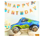 MPS MY PARTY SUPPLIERS® 1pc 33.6 * 18.5 * 14.2inch Self standing 3D Car foil balloon, truck theme, transport vehicle theme. blue car balloon, blue balloon, foil balloons decoration, car foil balloon - Image 2