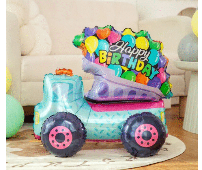 MPS MY PARTY SUPPLIERS® 1pc 22 * 19.7 * 14.2inch Self standing Birthday Candy truck foil balloon for kids, Truck theme, construction theme Transport theme birthday decoration - Image 2