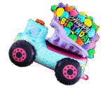 MPS MY PARTY SUPPLIERS® 1pc 22 * 19.7 * 14.2inch Self standing Birthday Candy truck foil balloon for kids, Truck theme, construction theme Transport theme birthday decoration