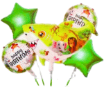 MPS MY PARTY SUPPLIERS® Set of 5 Shark Foil Balloons, Shark Theme Birthday Decoration For Kids, Under The Sea theme, Green star balloons, water animals balloons, fish balloon for kids