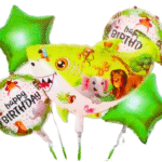 MPS MY PARTY SUPPLIERS® Set of 5 Shark Foil Balloons, Shark Theme Birthday Decoration For Kids, Under The Sea theme, Green star balloons, water animals balloons, fish balloon for kids