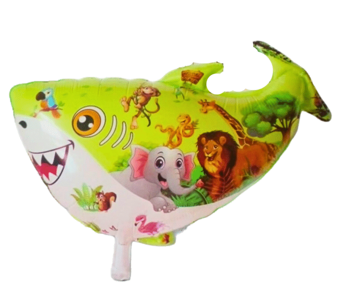 MPS MY PARTY SUPPLIERS® Set of 5 Shark Foil Balloons, Shark Theme Birthday Decoration For Kids, Under The Sea theme, Green star balloons, water animals balloons, fish balloon for kids - Image 2