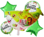 MPS MY PARTY SUPPLIERS® Set of 5 Shark Foil Balloons, Shark Theme Birthday Decoration For Kids, Under The Sea theme, Green star balloons, water animals balloons, fish balloon for kids - Image 3