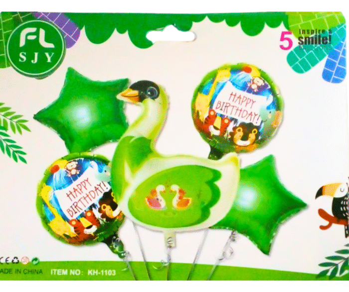 MPS MY PARTY SUPPLIERS® Set of 5 Swan Foil Balloons, Swan Theme Birthday Decoration For Kids, water animal theme, Green star balloons, water animals balloons, duck balloon for kids - Image 6