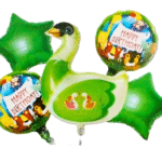 MPS MY PARTY SUPPLIERS® Set of 5 Swan Foil Balloons, Swan Theme Birthday Decoration For Kids, water animal theme, Green star balloons, water animals balloons, duck balloon for kids