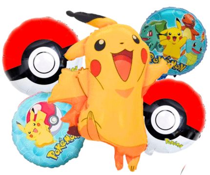 MPS MY PARTY SUPPLIERS® Set of 5 Pikachu foil balloons, Cartoon Character Foil Balloon for Kids Birthday Decoration Foil Balloons Decoration for Boys Girls Children Toddlers