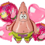 MPS MY PARTY SUPPLIERS® Set of 5 Patrick Starfish cartoon character foil balloons, cartoon character balloons for themed parties, balloon cartoon decoration, cartoon theme, pink balloon